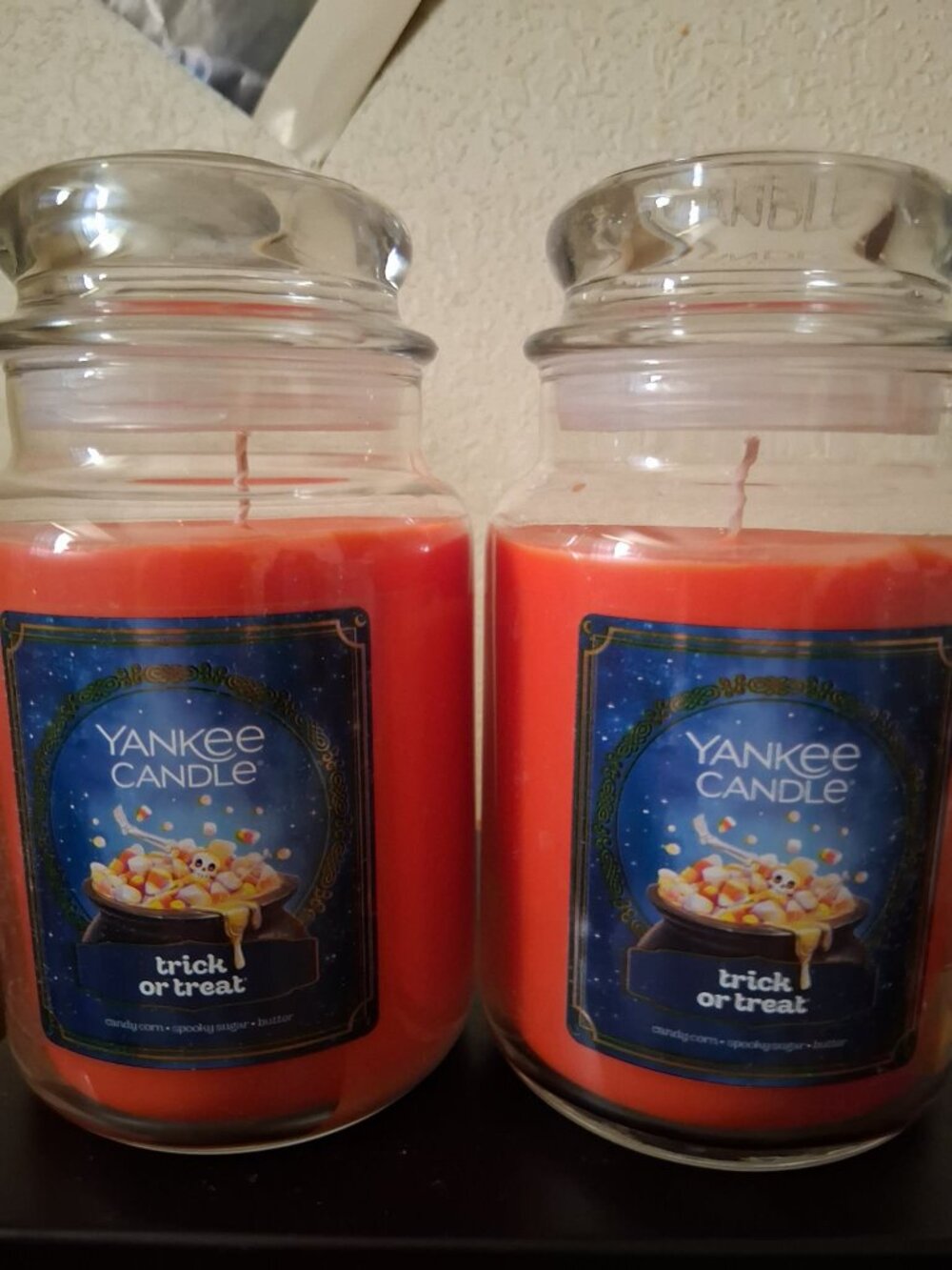 YANKEE CANDLE Trick or Treat 22oz Large Jar Candle Halloween Candles 2 JARS NEW